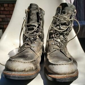 Sears Roebuck 8 Hole Workboots Vintage 70s 80s Gray Color. Men's Size 11 D GVPWC